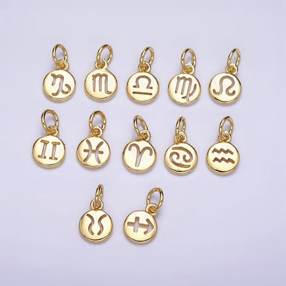16K Gold Filled Mini Zodiac Horoscope Sign Personalized Add-On Open Round Charm | A-A1415-A-A1420