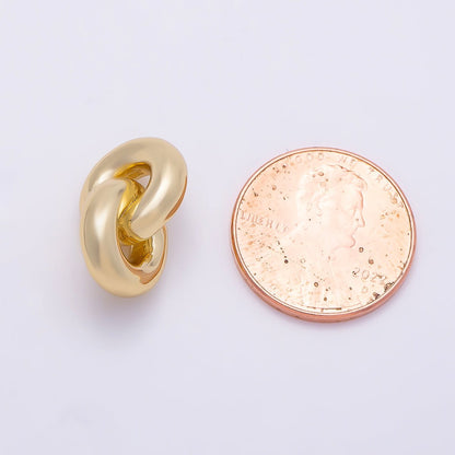 16K Gold Filled 17mm Minimalist Double Round Link Slide Pendant | Findings-00409
