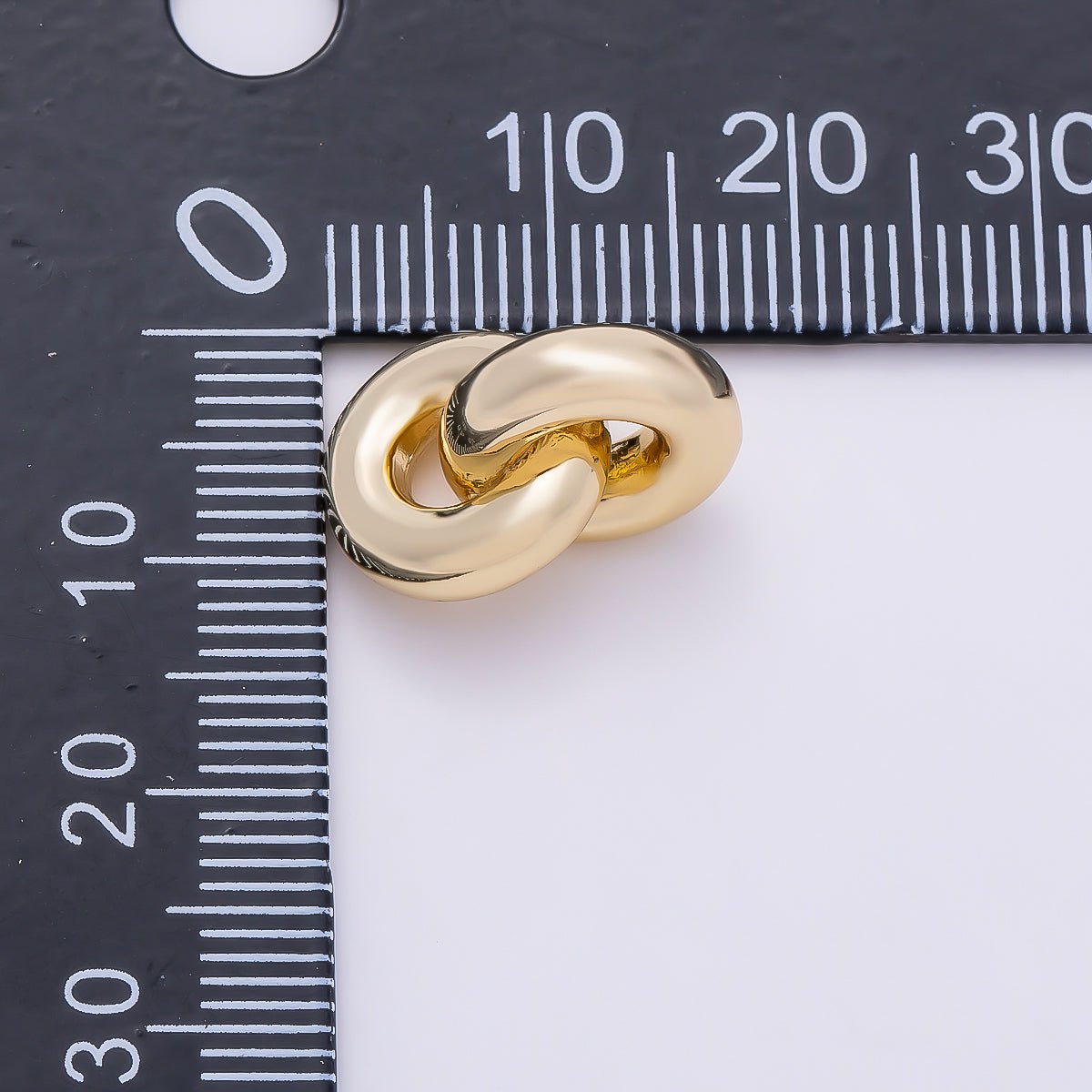 16K Gold Filled 17mm Minimalist Double Round Link Slide Pendant | Findings-00409