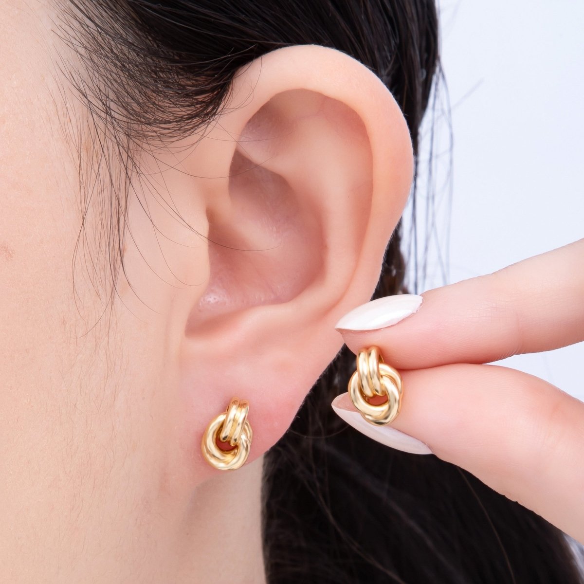 16K Gold Filled Minimalist Geometric Knot Stud Earrings | Earrings-00301
