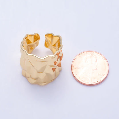16K Gold Filled Minimalist Hammered Foil Wide Band Ring | Rings-00309