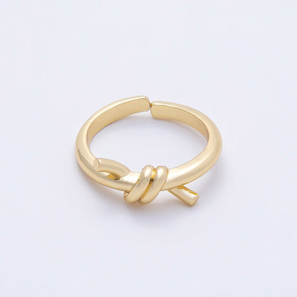 16K Gold Filled Minimalist Twisted Tied Knot Bow Ring | Rings-00194