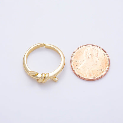 16K Gold Filled Minimalist Twisted Tied Knot Bow Ring | Rings-00194