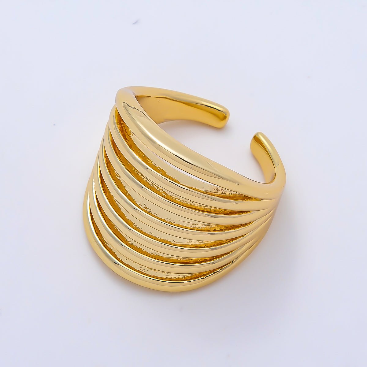 16K Gold Filled Minimalist Wide Multi Band Ring | Rings-00163