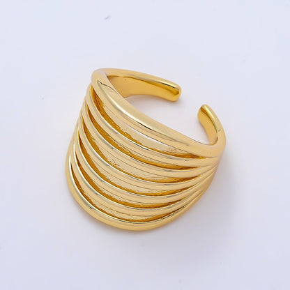 16K Gold Filled Minimalist Wide Multi Band Ring | Rings-00163