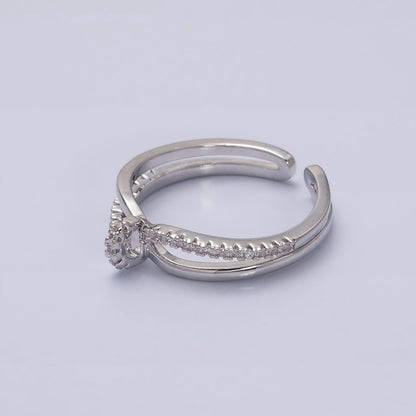 16K Gold Filled Mirco Paved Knot Double Band Ring in Gold &amp; Silver | O-1629 O-1630