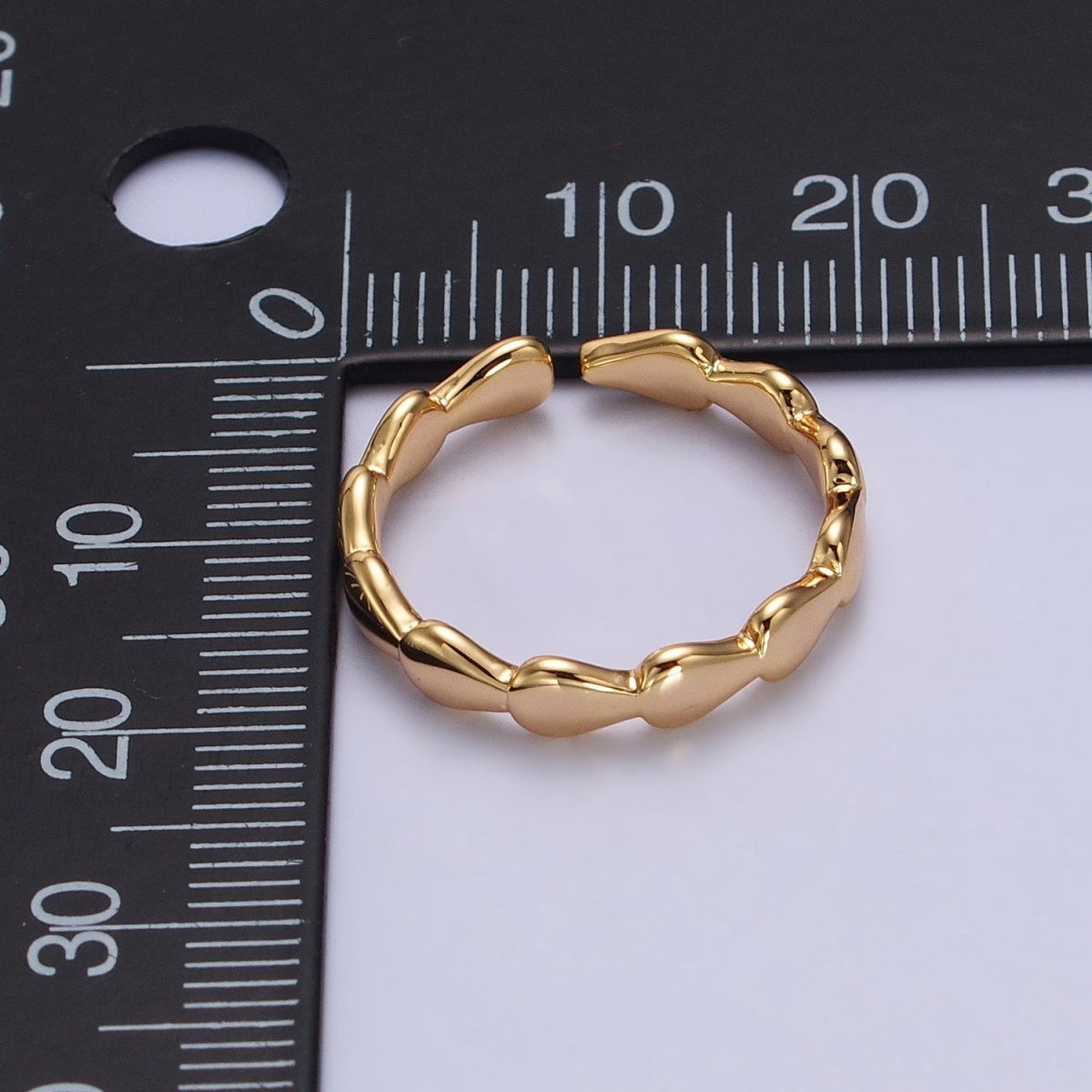 16K Gold Filled Molten Drop Geometric Sideway Minimalist Ring in Gold &amp; Silver | O-643 R-164