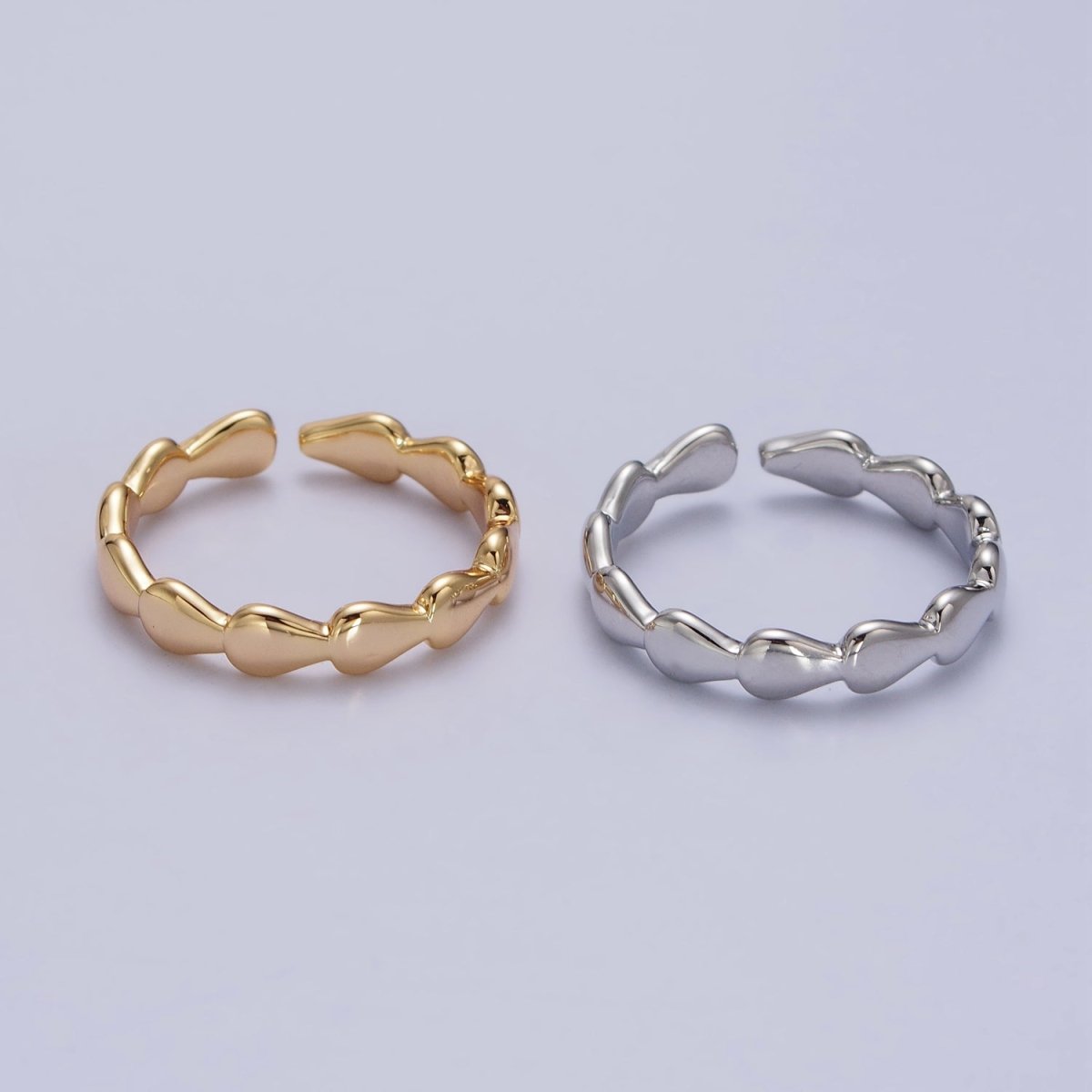 16K Gold Filled Molten Drop Geometric Sideway Minimalist Ring in Gold &amp; Silver | O-643 R-164