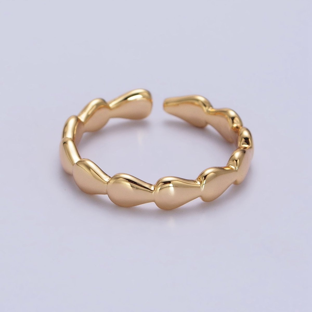 16K Gold Filled Molten Drop Geometric Sideway Minimalist Ring in Gold &amp; Silver | O-643 R-164