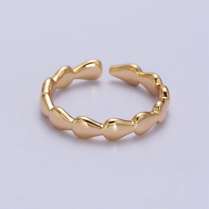 16K Gold Filled Molten Drop Geometric Sideway Minimalist Ring in Gold &amp; Silver | O-643 R-164