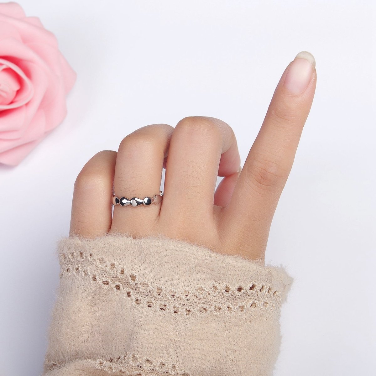 16K Gold Filled Molten Drop Geometric Sideway Minimalist Ring in Gold &amp; Silver | O-643 R-164