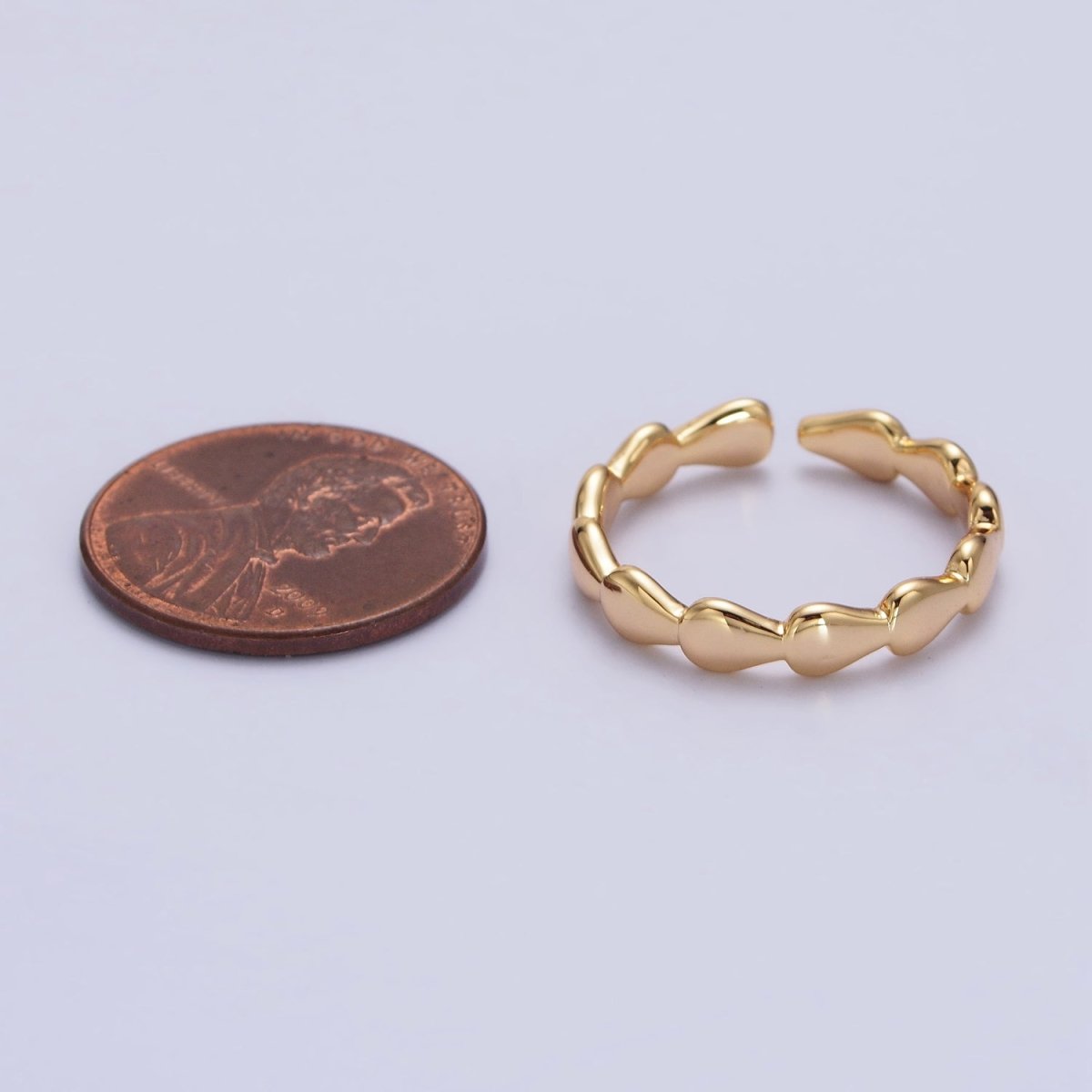 16K Gold Filled Molten Drop Geometric Sideway Minimalist Ring in Gold &amp; Silver | O-643 R-164