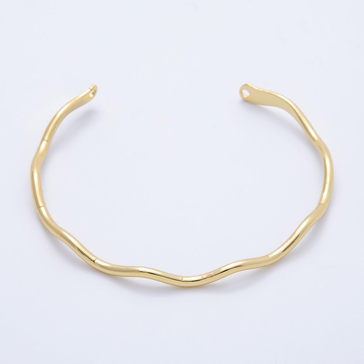 16K Gold Filled 4mm Minimalist Wavy Half Cuff Bracelet Finding for Bangle Supply | WA-04422