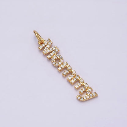 16K Gold Filled "Mommy" Script Micro Paved CZ Add-On Charm in Gold &amp; Silver | AC1369 AC1370
