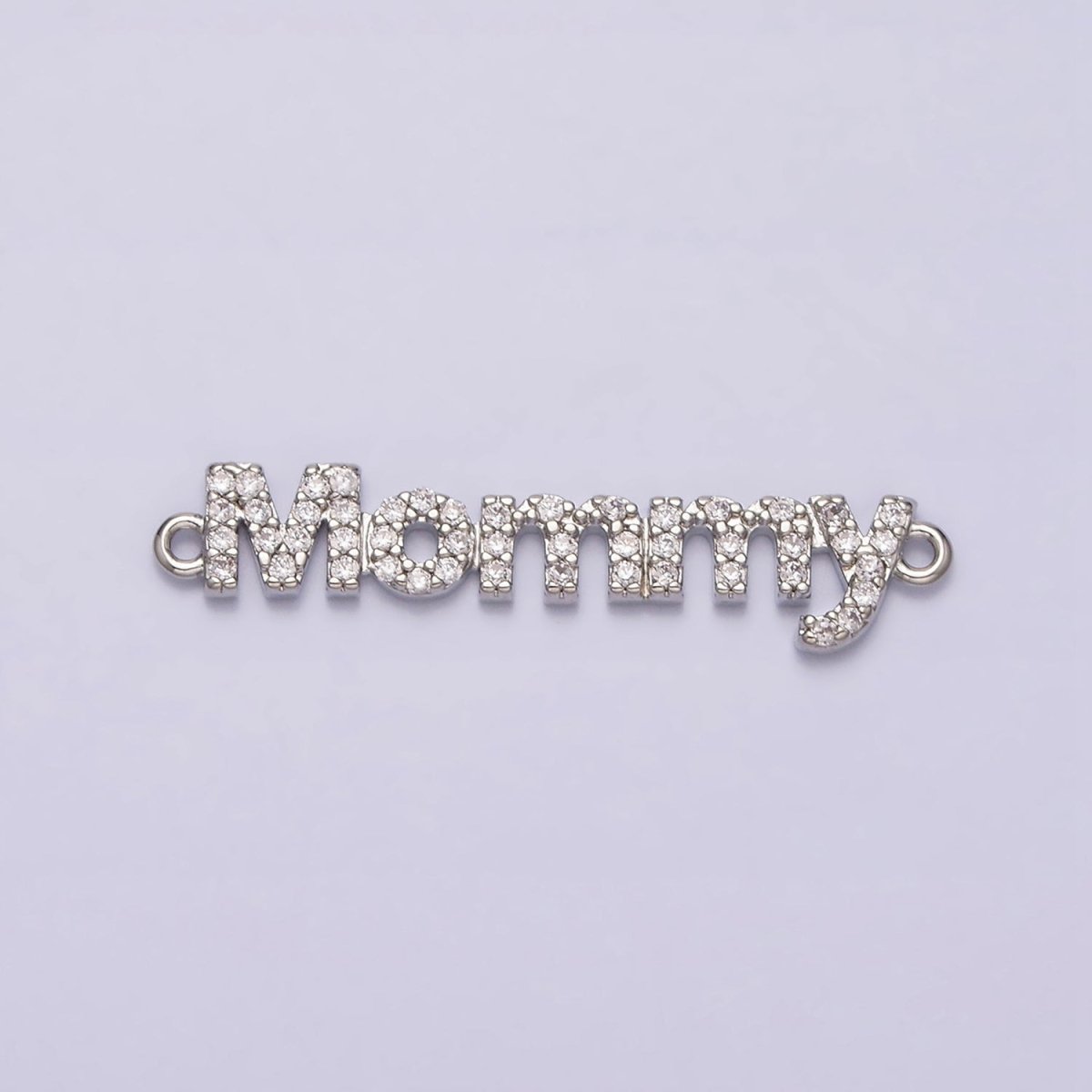 16K Gold Filled Mommy Script Micro Paved CZ Connector in Gold &amp; Silver mama mother day gift | Y-920-Gold
