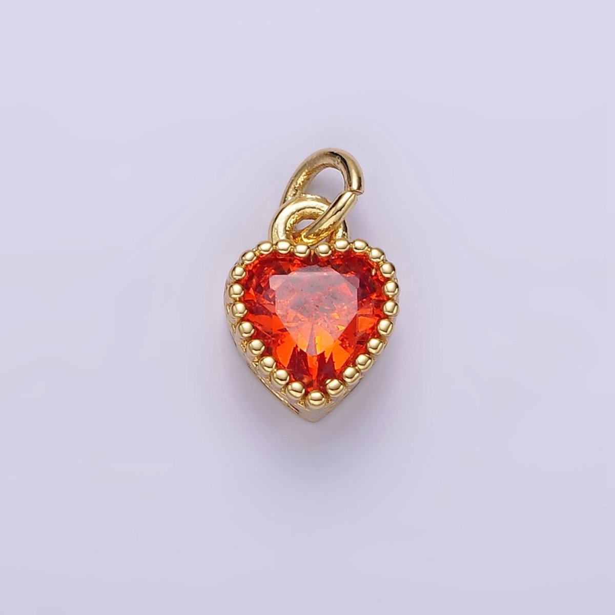16K Gold Filled Multifaceted Birthstone CZ Heart Personalized Charm | N1056 - N1063