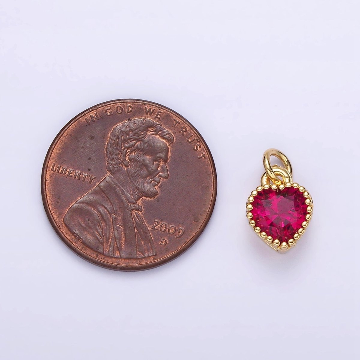 16K Gold Filled Multifaceted Birthstone CZ Heart Personalized Charm | N1056 - N1063
