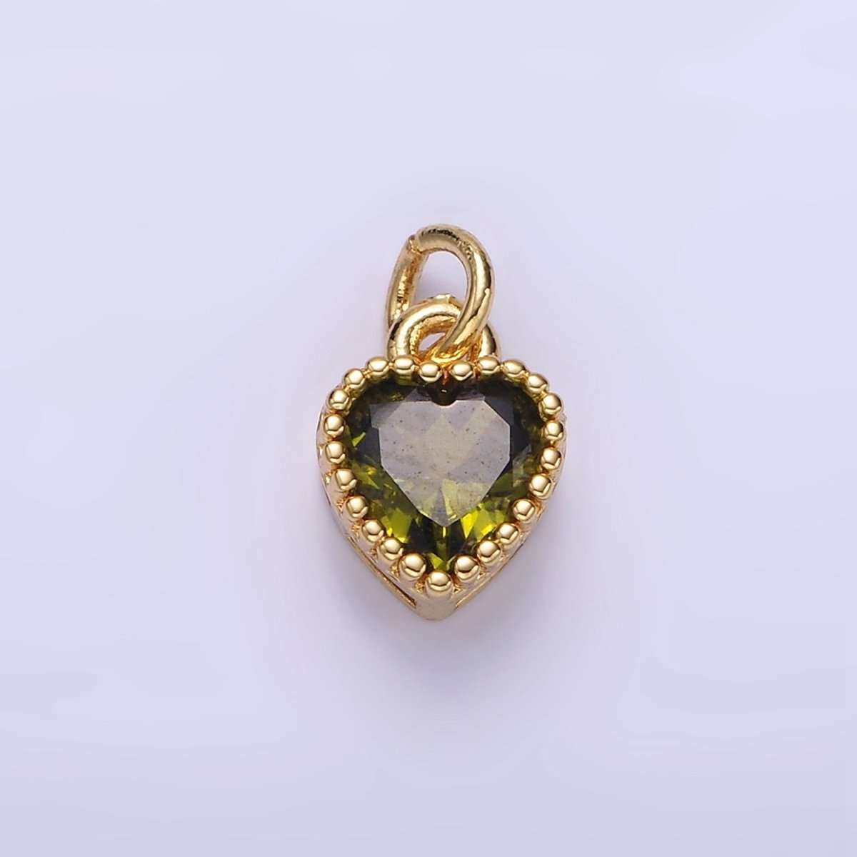 16K Gold Filled Multifaceted Birthstone CZ Heart Personalized Charm | N1056 - N1063