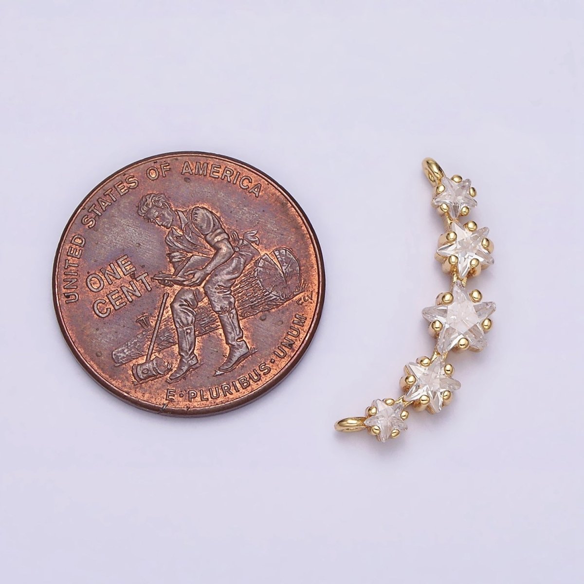 16K Gold Filled Multiple Celestial Star Charm Connector Clear CZ Lined in Gold &amp; Silver |  G907-G908