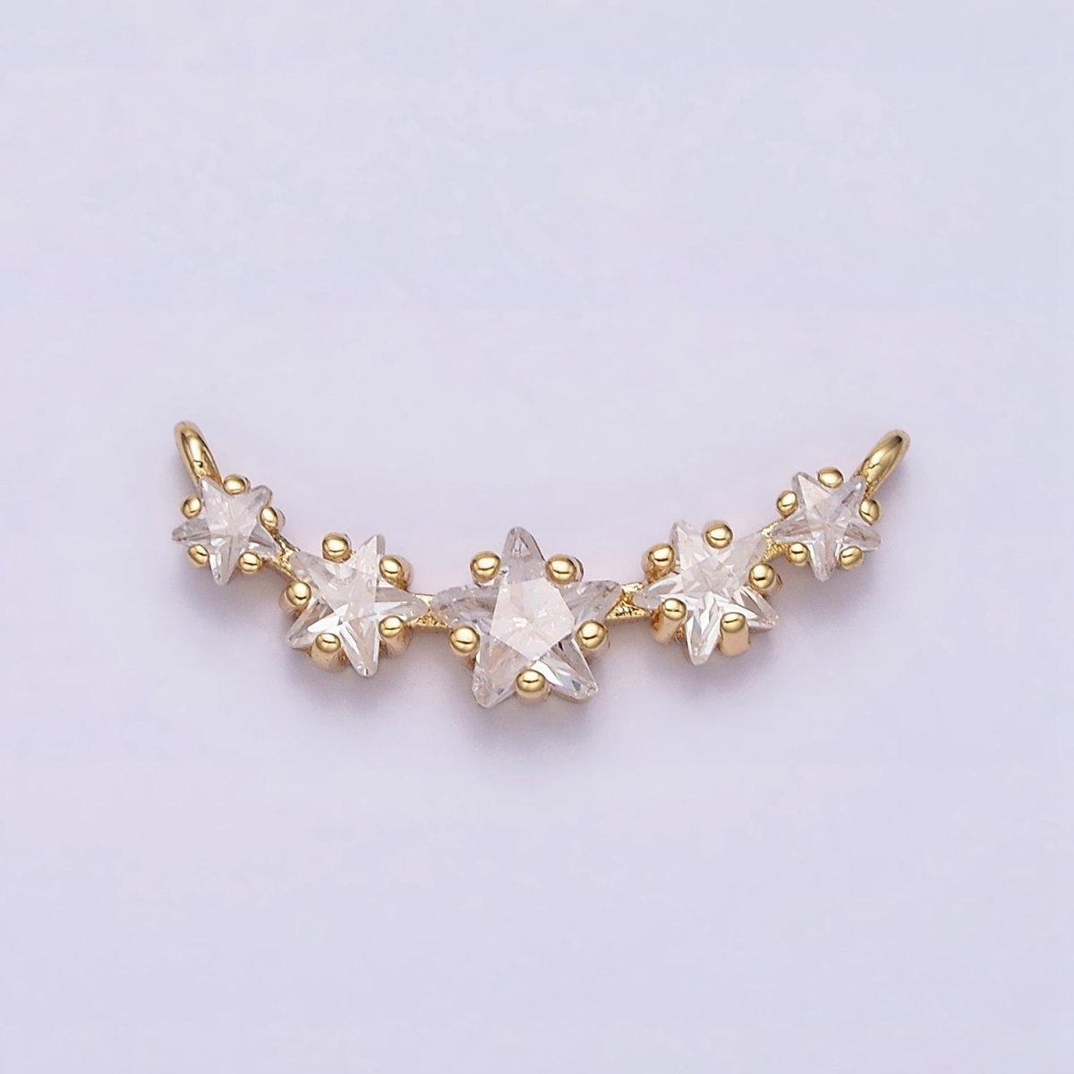 16K Gold Filled Multiple Celestial Star Charm Connector Clear CZ Lined in Gold &amp; Silver |  G907-G908