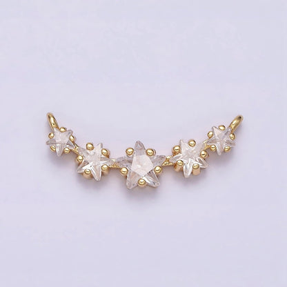 16K Gold Filled Multiple Celestial Star Charm Connector Clear CZ Lined in Gold &amp; Silver |  G907-G908