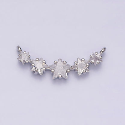 16K Gold Filled Multiple Celestial Star Charm Connector Clear CZ Lined in Gold &amp; Silver |  G907-G908