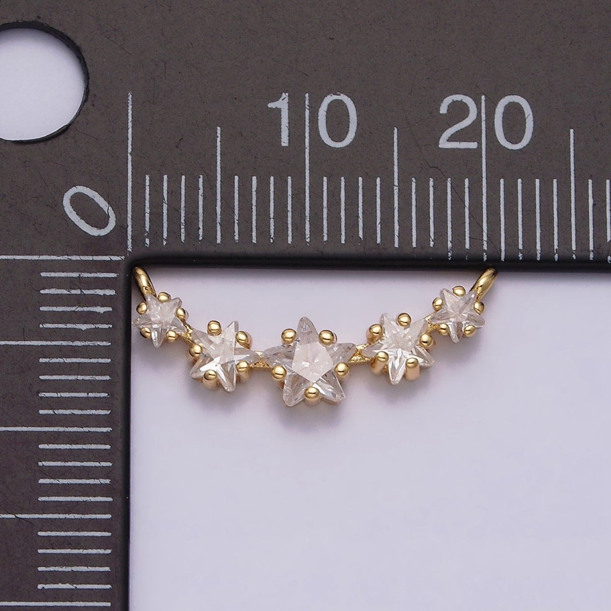 16K Gold Filled Multiple Celestial Star Charm Connector Clear CZ Lined in Gold &amp; Silver |  G907-G908