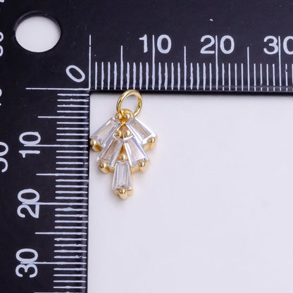 16K Gold Filled Multiple Clear Baguette Mini Drop Add-On Charm | X-019
