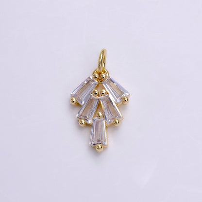 16K Gold Filled Multiple Clear Baguette Mini Drop Add-On Charm | X-019