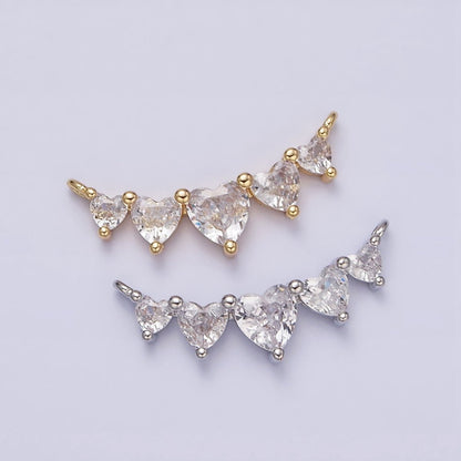 16K Gold Filled Multiple Heart Clear CZ Lined in Gold &amp; Silver | Y-902