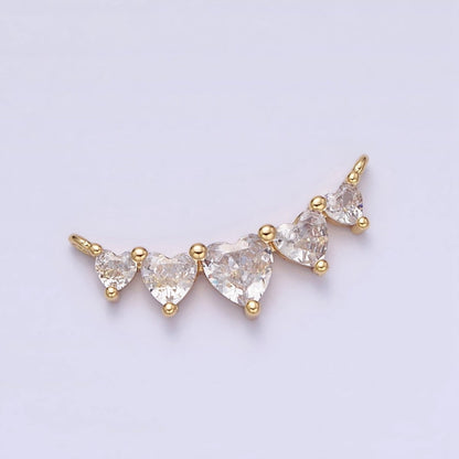 16K Gold Filled Multiple Heart Clear CZ Lined in Gold &amp; Silver | Y-902