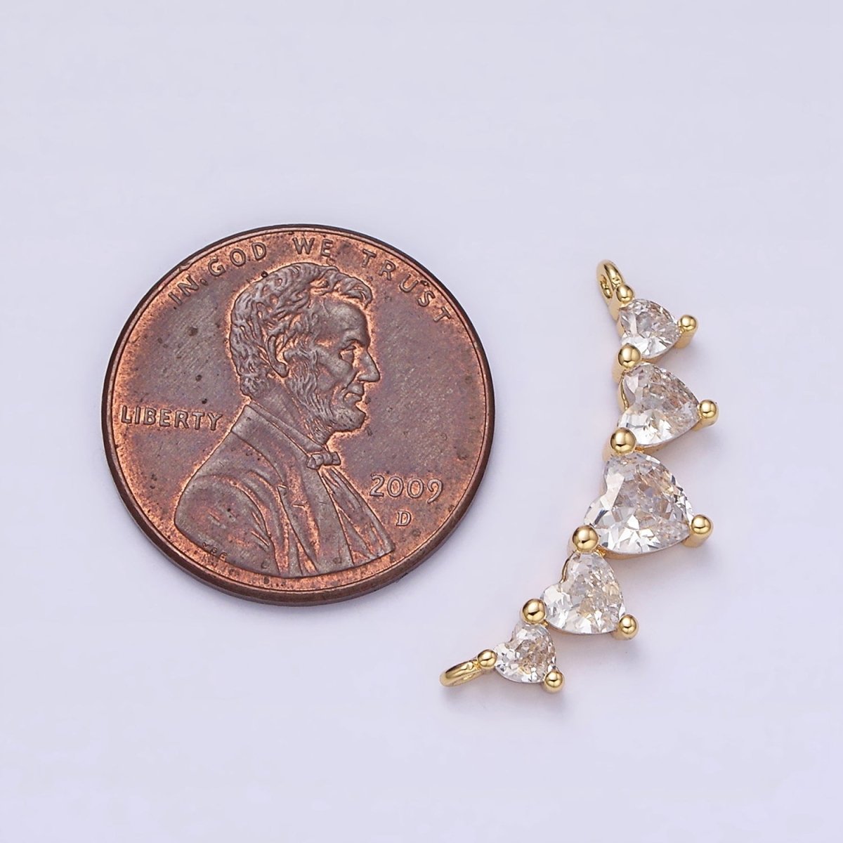 16K Gold Filled Multiple Heart Clear CZ Lined in Gold &amp; Silver | Y-902