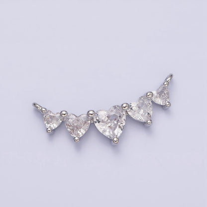 16K Gold Filled Multiple Heart Clear CZ Lined in Gold &amp; Silver | Y-902