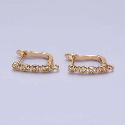16K Gold Filled Multiple Teardrop Micro Paved English Lock Earrings Supply in Gold &amp; Silver | Z-229 Z-230