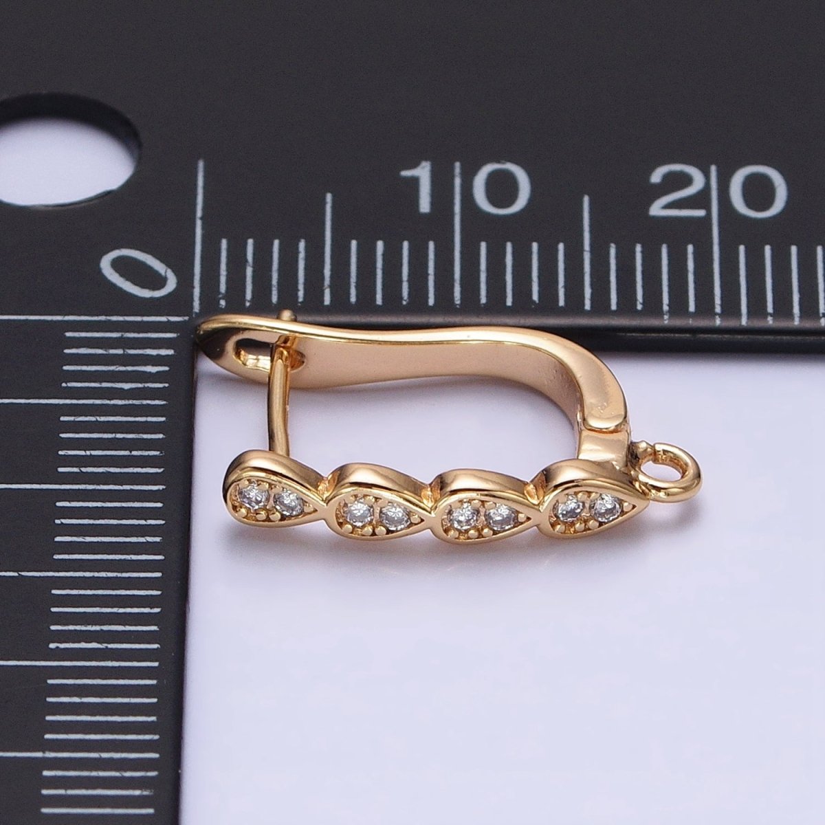 16K Gold Filled Multiple Teardrop Micro Paved English Lock Earrings Supply in Gold &amp; Silver | Z-229 Z-230