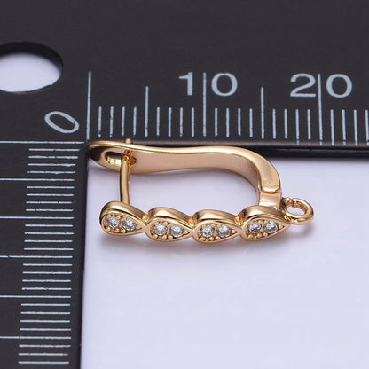 16K Gold Filled Multiple Teardrop Micro Paved English Lock Earrings Supply in Gold &amp; Silver | Z-229 Z-230