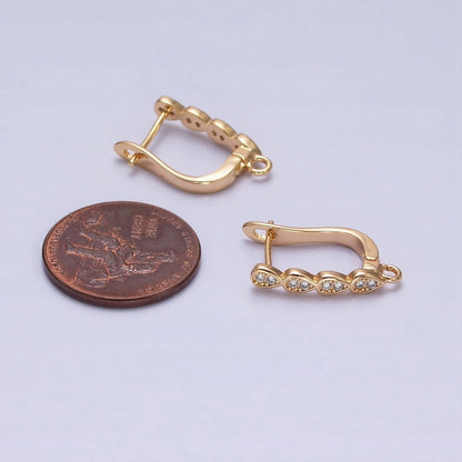 16K Gold Filled Multiple Teardrop Micro Paved English Lock Earrings Supply in Gold &amp; Silver | Z-229 Z-230