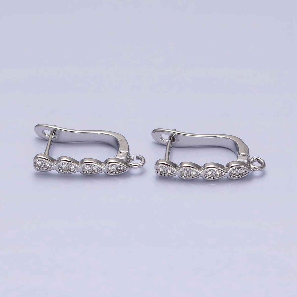 16K Gold Filled Multiple Teardrop Micro Paved English Lock Earrings Supply in Gold &amp; Silver | Z-229 Z-230