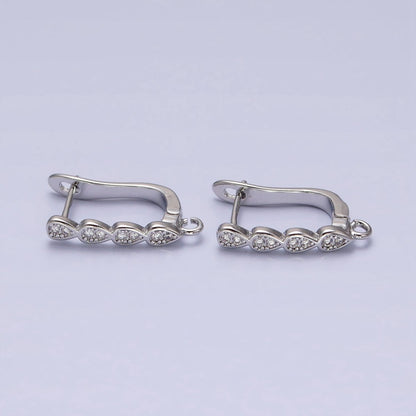 16K Gold Filled Multiple Teardrop Micro Paved English Lock Earrings Supply in Gold &amp; Silver | Z-229 Z-230