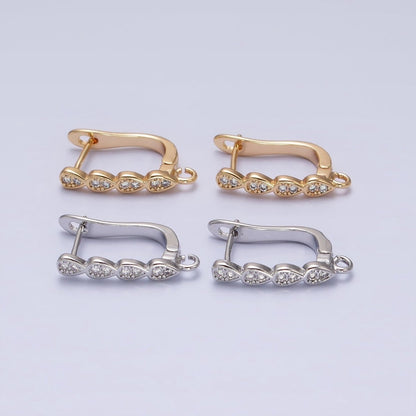 16K Gold Filled Multiple Teardrop Micro Paved English Lock Earrings Supply in Gold &amp; Silver | Z-229 Z-230