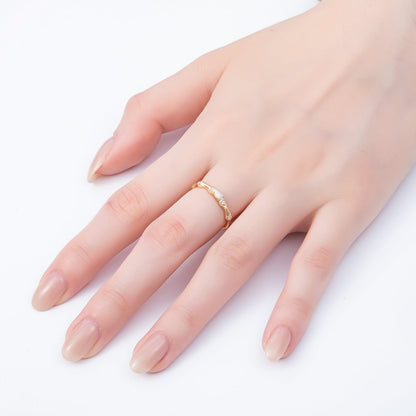 16K Gold Filled Opal Micro Paved CZ Bamboo Adjustable Ring | Rings-00140