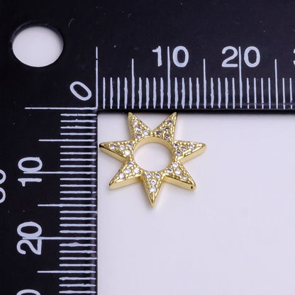16K Gold Filled Open Micro Paved CZ Celestial Star Open Charm Jewelry Making Supply | Z-931