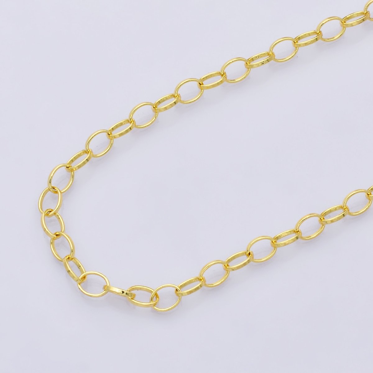 16K Gold Filled 6mm x 4mm Thin Minimalist Cable Unfinished Chain by Yard | Roll-01833