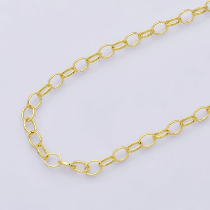 16K Gold Filled 6mm x 4mm Thin Minimalist Cable Unfinished Chain by Yard | Roll-01833