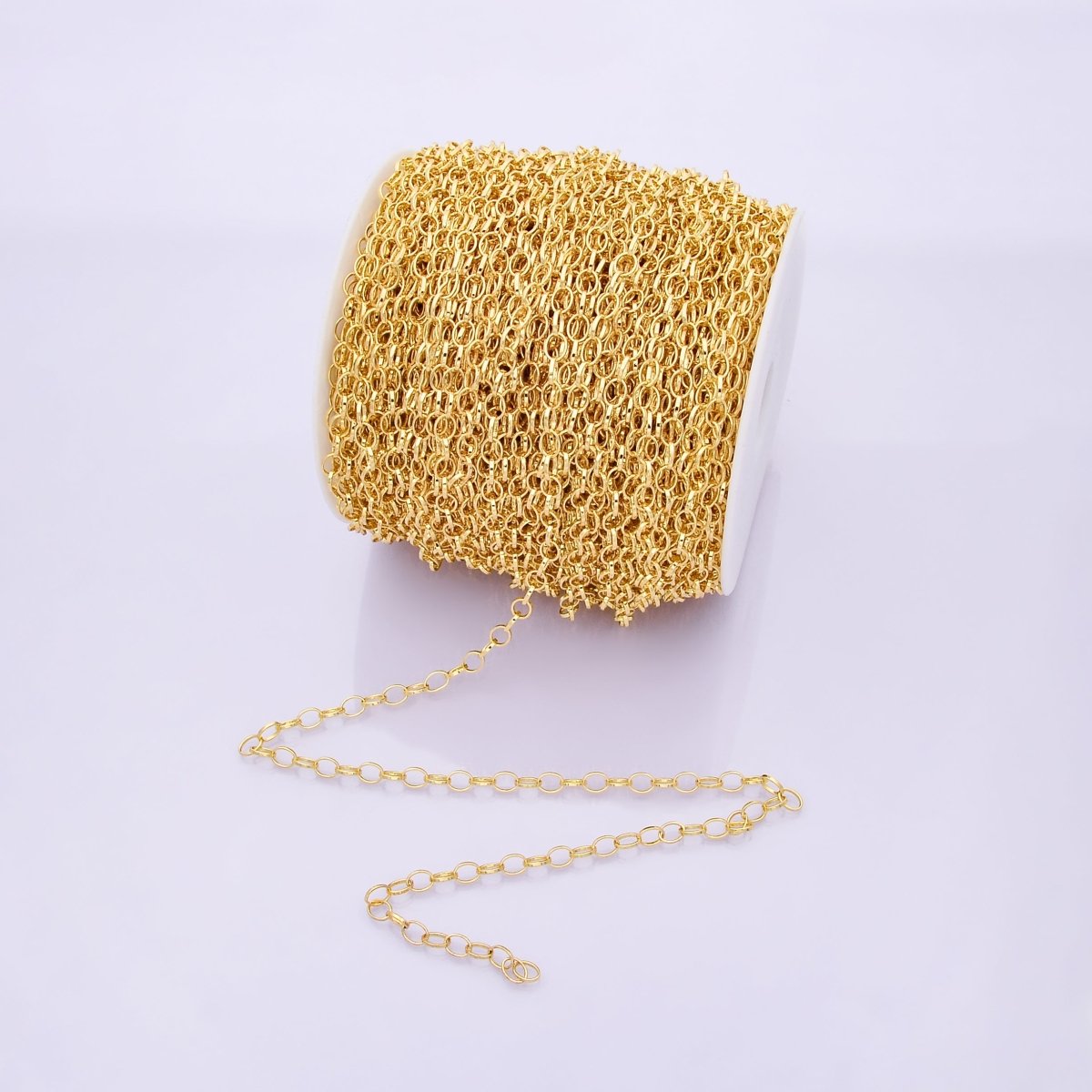 16K Gold Filled 6mm x 4mm Thin Minimalist Cable Unfinished Chain by Yard | Roll-01833