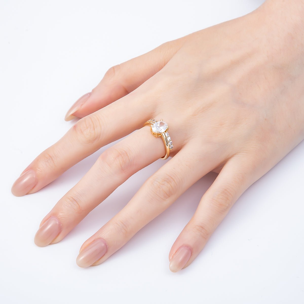 16K Gold Filled Oval Micro Paved CZ Adjustable Ring in Gold &amp; Silver | Rings-00164 Rings-00117