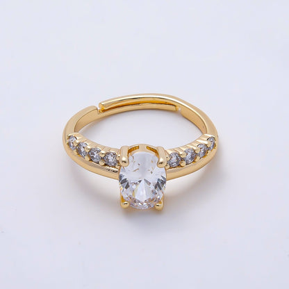 16K Gold Filled Oval Micro Paved CZ Adjustable Ring in Gold &amp; Silver | Rings-00164 Rings-00117