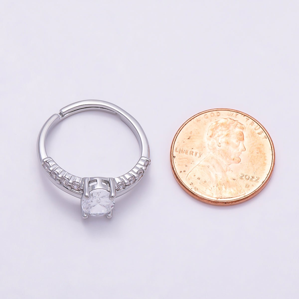 16K Gold Filled Oval Micro Paved CZ Adjustable Ring in Gold &amp; Silver | Rings-00164 Rings-00117