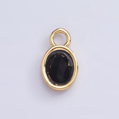 16K Gold Filled Oval Multifaceted Natural Gemstone Personalized Add-On Charm | AC1479 - AC1491