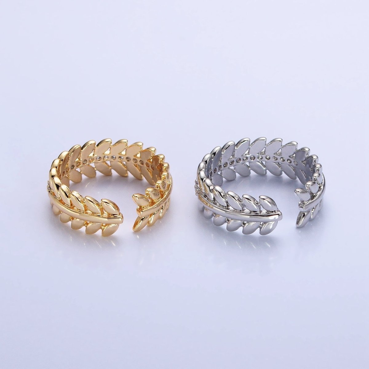 16K Gold Filled Paddy Wheat Band Statement Ring in Gold &amp; Silver | O-1966 O-1967
